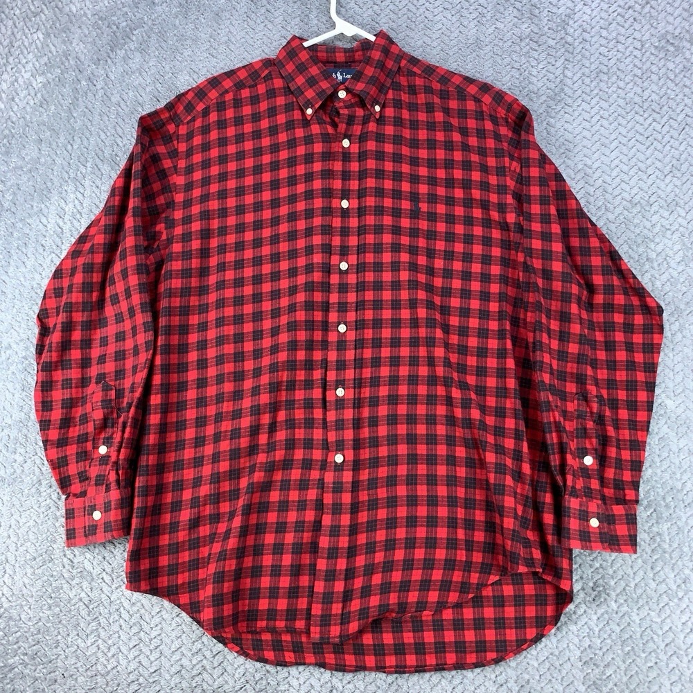 Vintage Ralph Lauren Shirt Men's Medium Buffalo Plaid Classic Pony Button Down